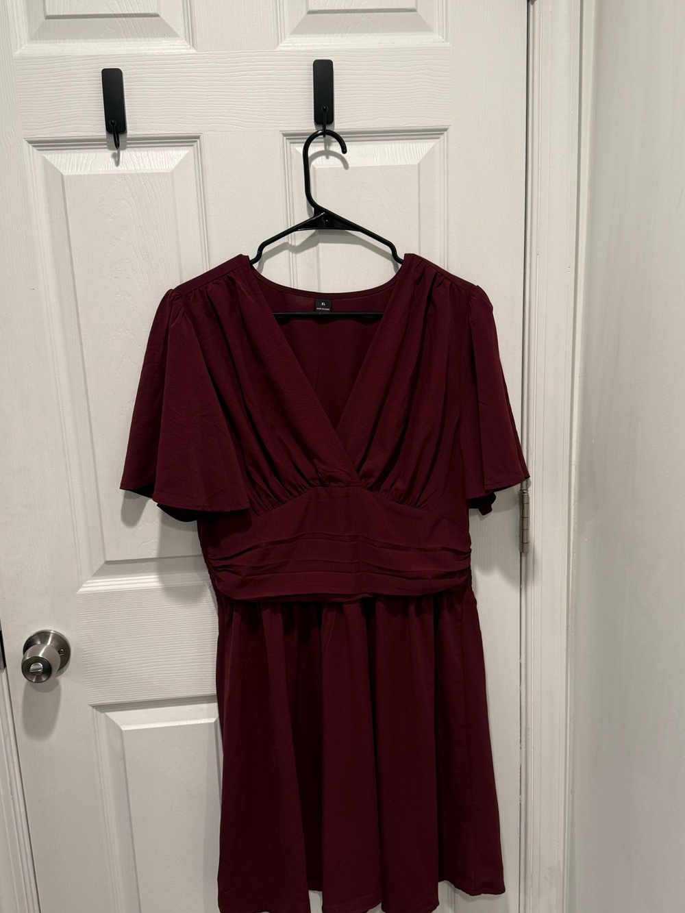 Burgundy V-Neck Dress